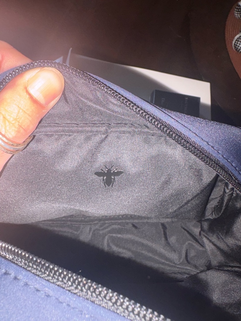 Dior Men’s Black Embossed Logo Travel Pouch - Picture 6 of 8